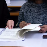 Two people studying together