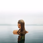 A woman in the ocean